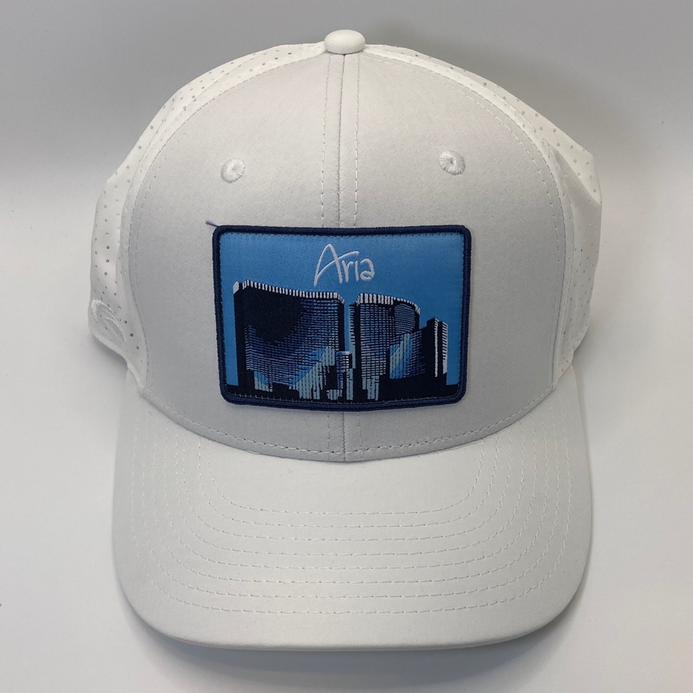 Aria Las Vegas White Baseball Cap Hat Resort Image Patch Adjustable